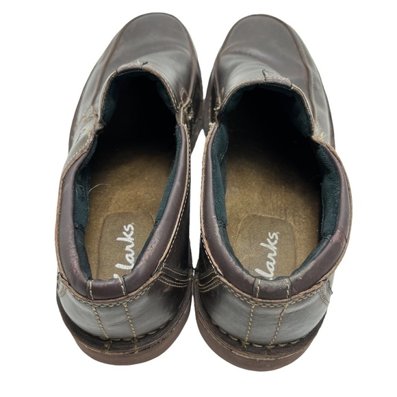 CLARKS Dark Chocolate Brown Genuine Leather Slip ON Loafers Casual Shoes sz 12 - Picture 7 of 16